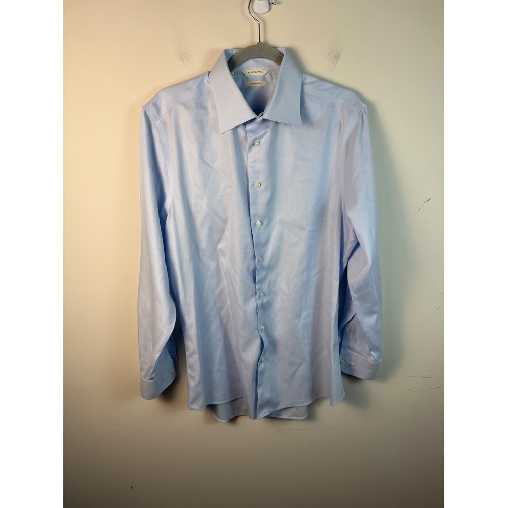 Suitsupply Traveller Light Blue Dress Shirt Mens Slim Fit Spread Collar Cotton